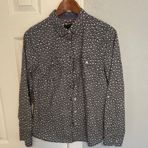 Talbots Black and White Heart Print Casual Shirt